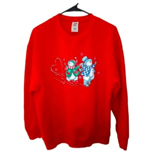 Vintage 90s Y2K Christmas Snowman Sweatshirt Women's Size Large - Picture 5 of 5